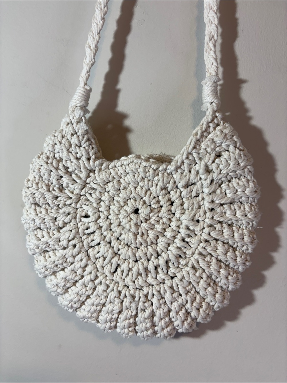 Rainbow Mandala Medallion Crochet Macrame Knit Woven Handmade Crossbody Bag - Picture 4 of 5